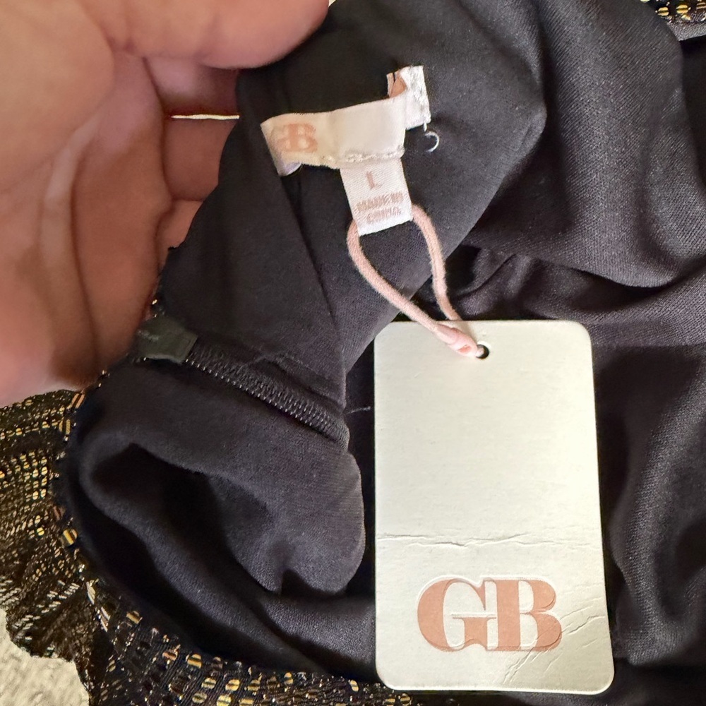 GB junior Gold Metallic Long-Sleeve V-Back Mini Dress - Picture 6 of 8